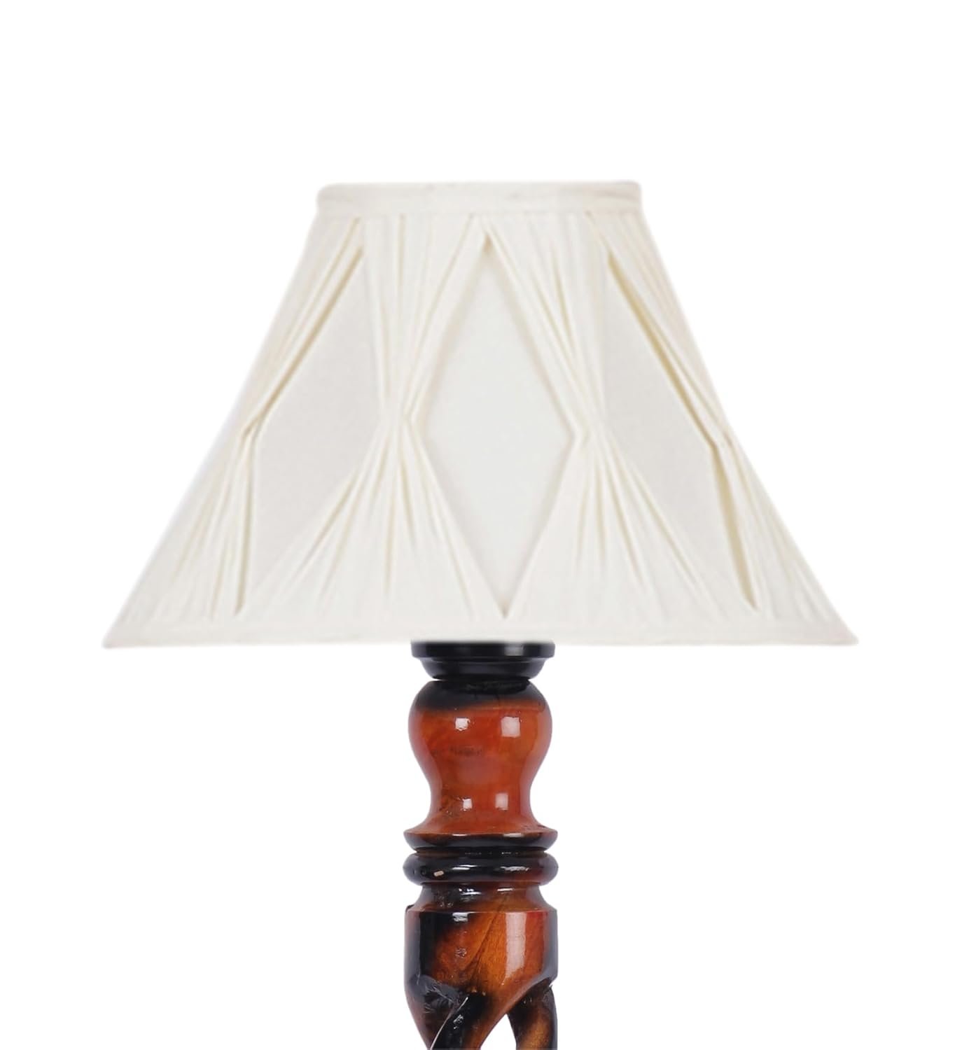 Vintage Cotton Curtain Pleated Shade Wood Floor Lamp -40(12x54.8inches)-Open Snake