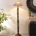 Beige Jute Coolie Floor Lamp -45-(13×53.75 Inches)-Open Snake