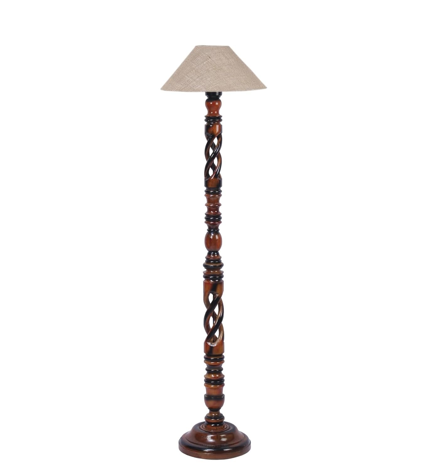 Beige Jute Coolie Floor Lamp -45-(13x53.75 Inches)-Open Snake