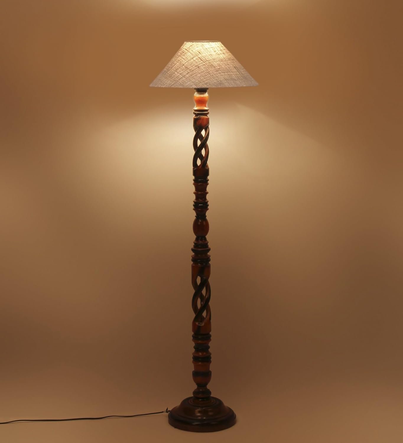 Beige Jute Coolie Floor Lamp -45-(13x53.75 Inches)-Open Snake