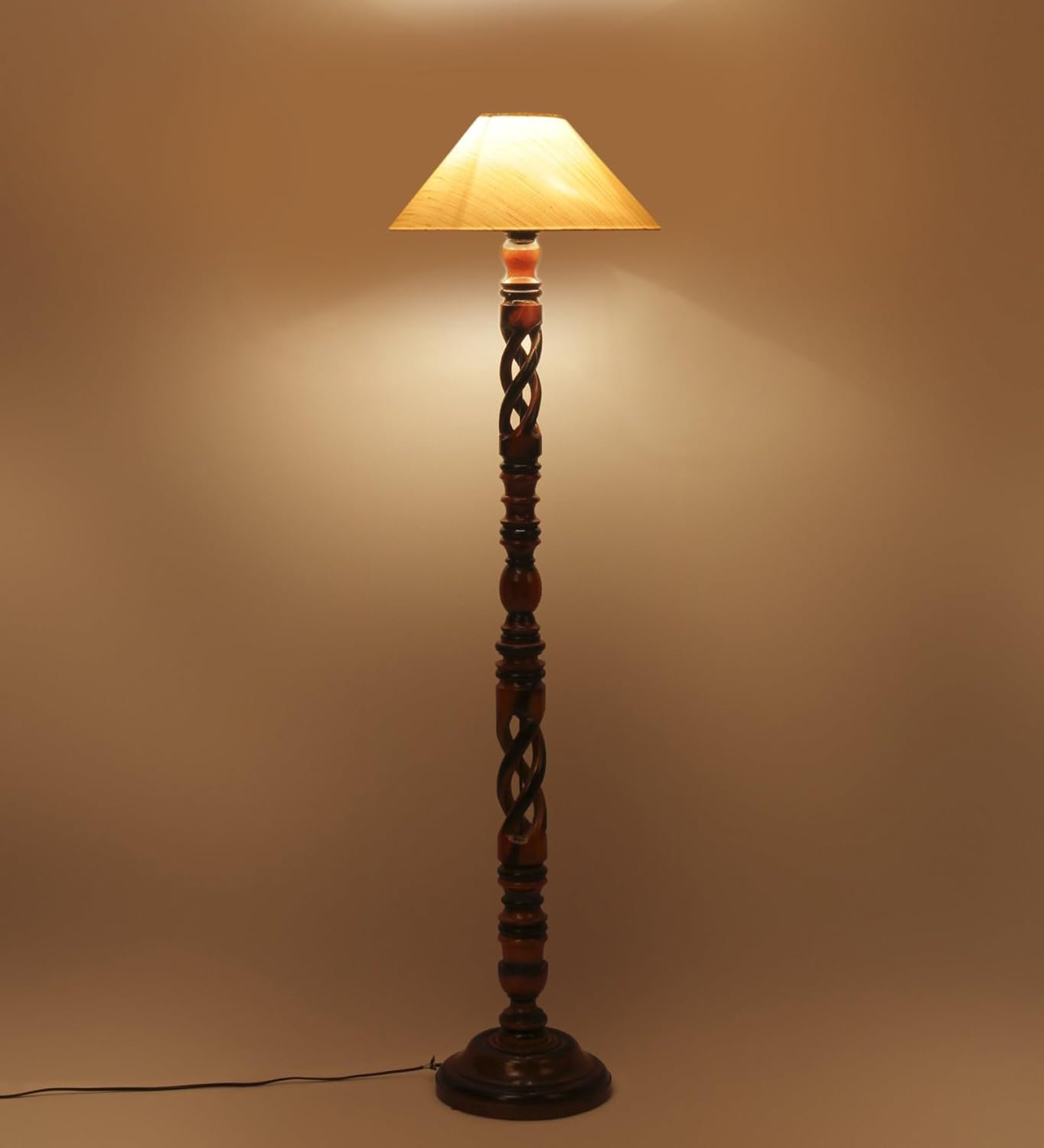 Off-White Cotton Coolie Floor Lamp -46(13x53.75inches)-Open Snake