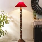 Red Cotton Coolie Floor Lamp -47 (13×53.75 inches)-Open Snake