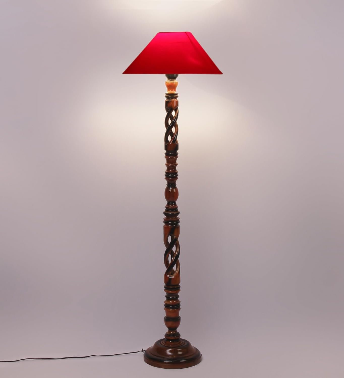 Red Cotton Coolie Floor Lamp -47 (13x53.75 inches)-Open Snake