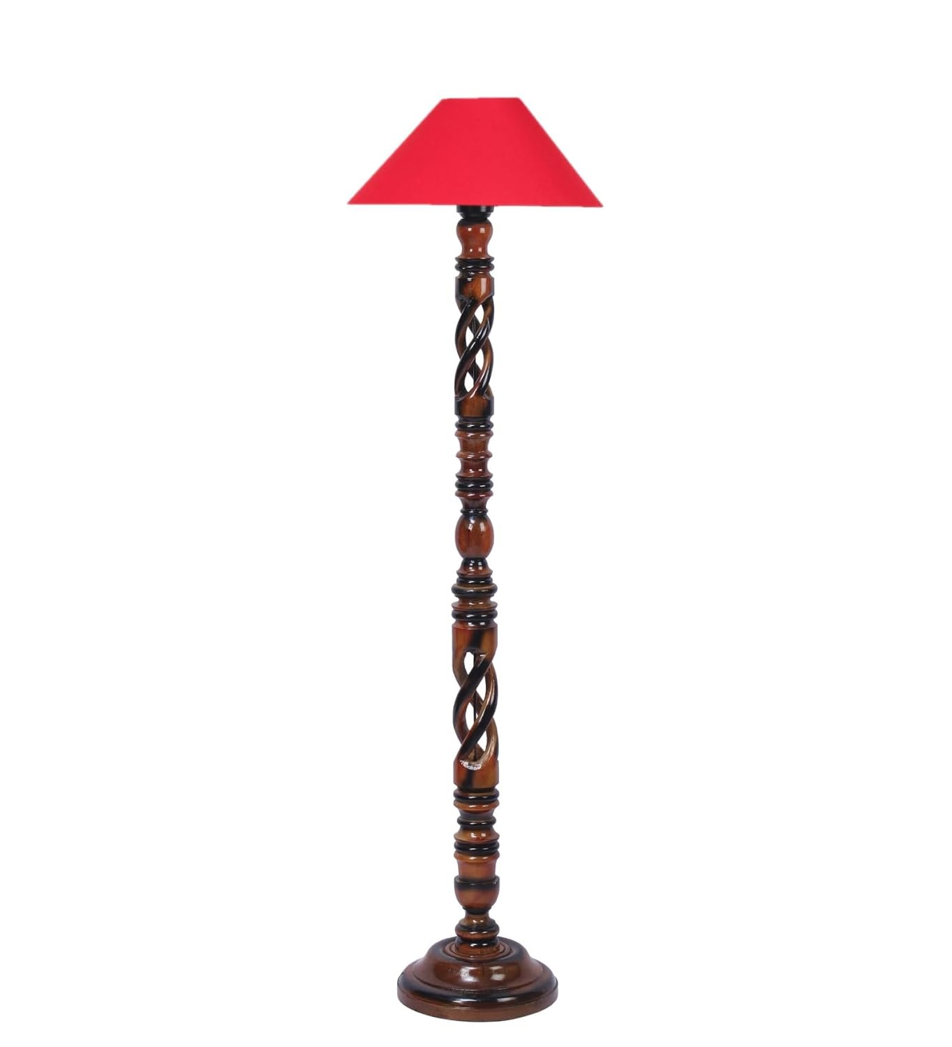 Red Cotton Coolie Floor Lamp -47 (13x53.75 inches)-Open Snake