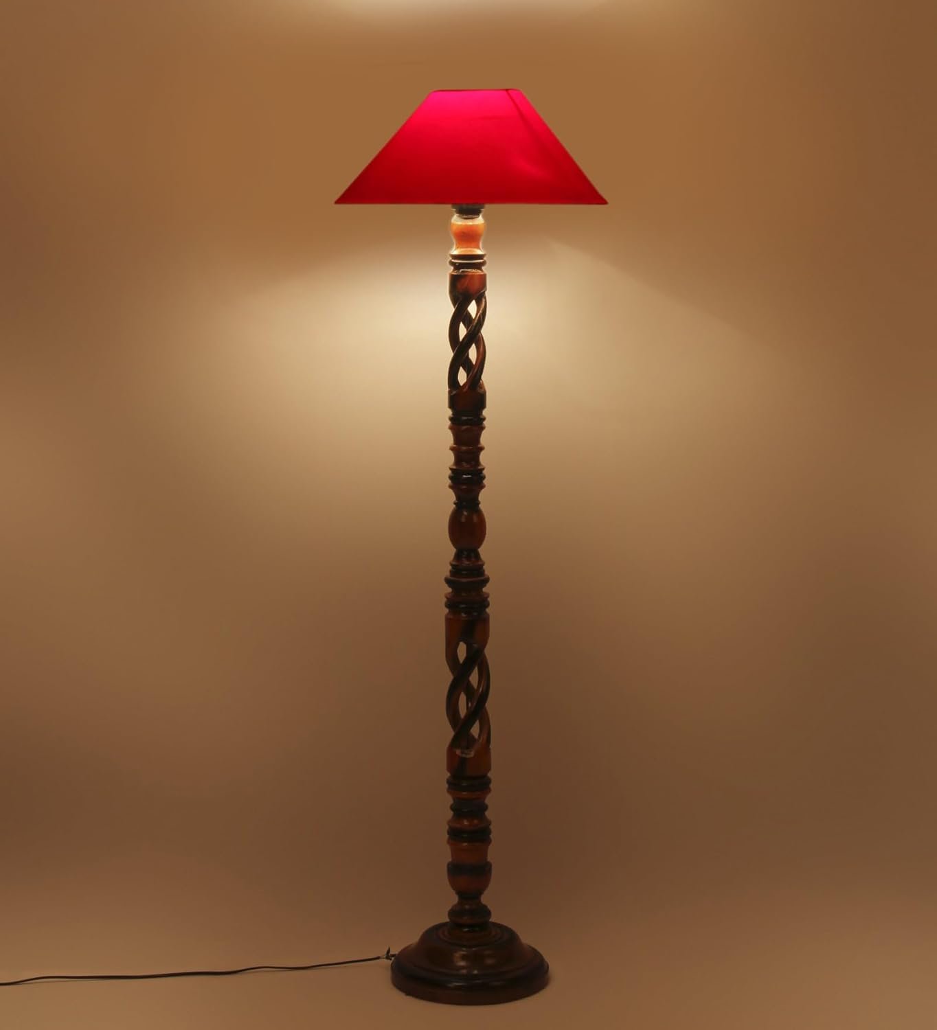 Red Cotton Coolie Floor Lamp -47 (13x53.75 inches)-Open Snake