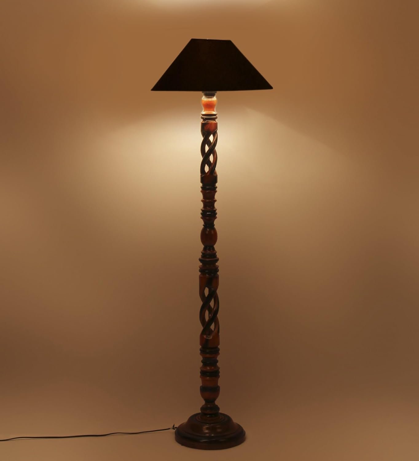 Black Cotton Coolie Floor Lamp -48(13x53.75 inches)-Open Snake