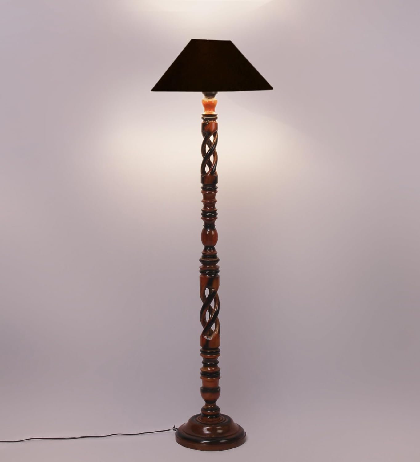 Black Cotton Coolie Floor Lamp -48(13x53.75 inches)-Open Snake
