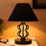 Black Cotton Table lamp with Iron Base