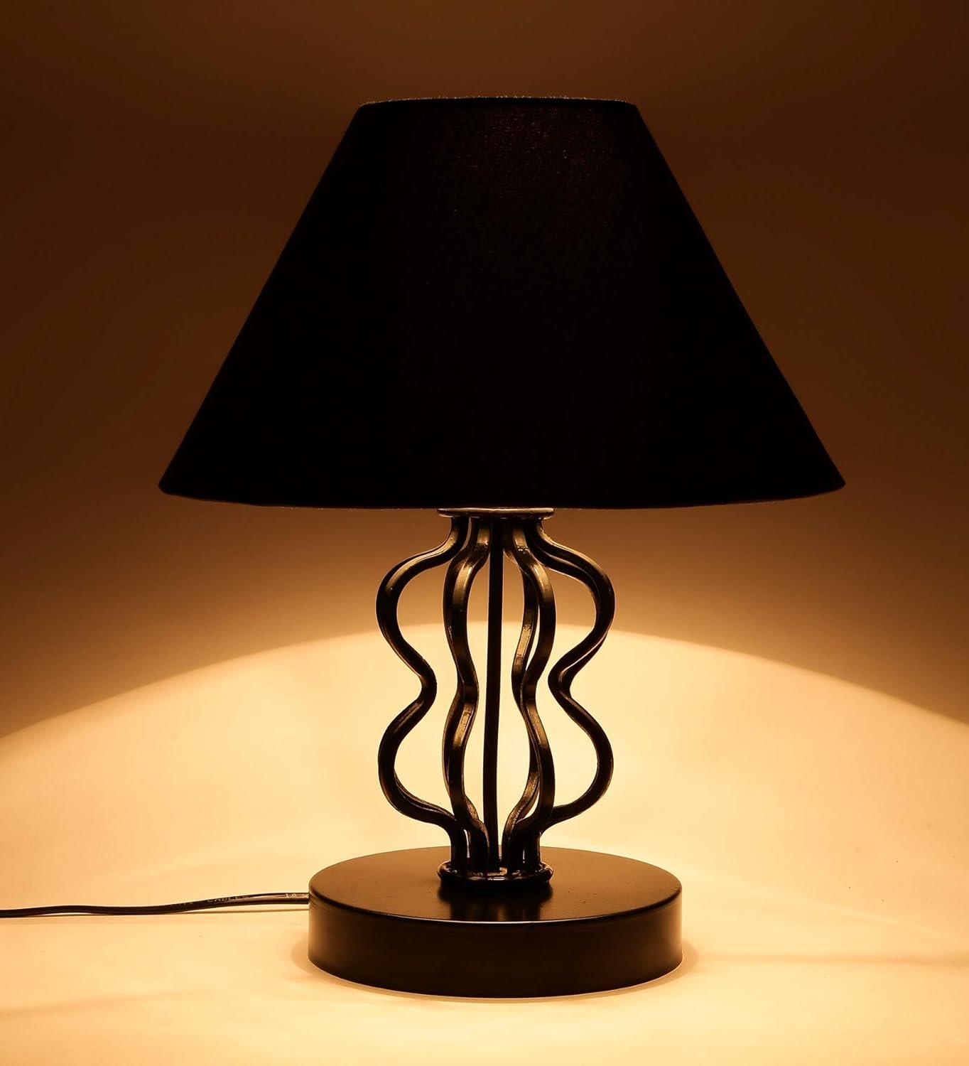 Black Cotton Table lamp with Iron Base