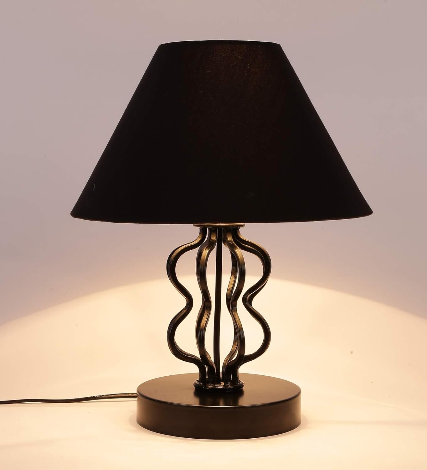 Black Cotton Table lamp with Iron Base
