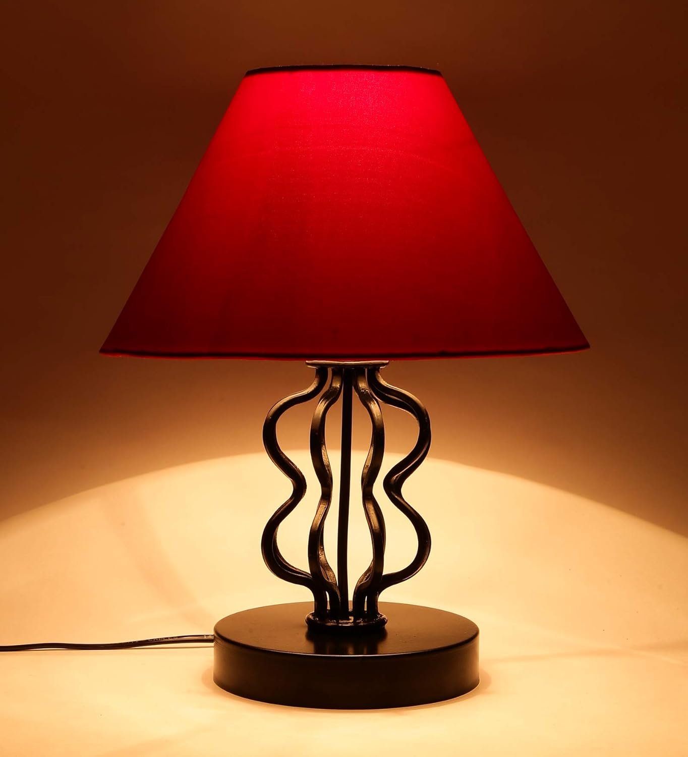Red Cotton Table lamp with Iron Base