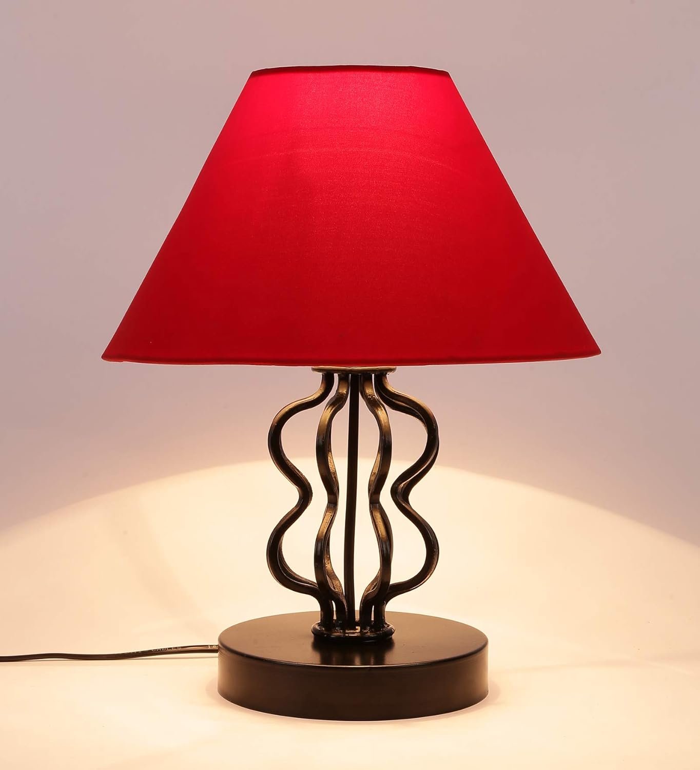 Red Cotton Table lamp with Iron Base