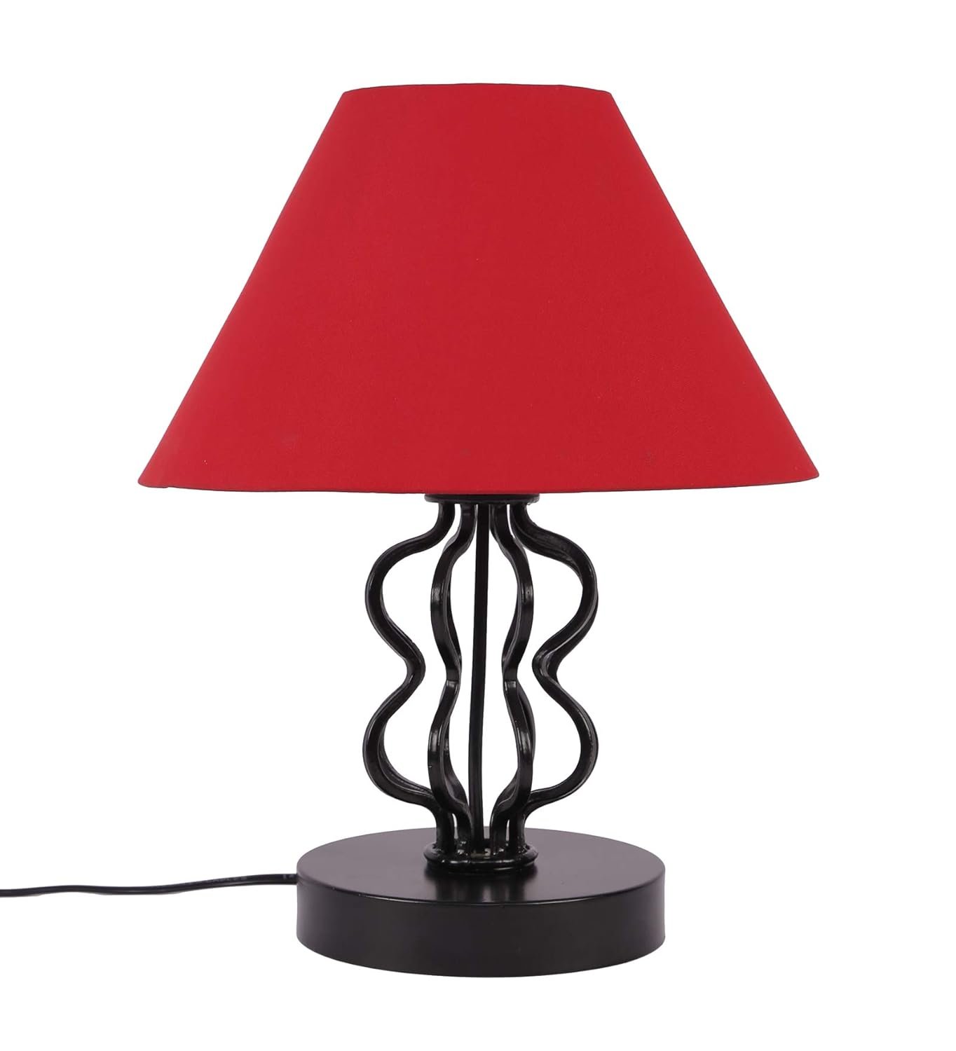 Red Cotton Table lamp with Iron Base