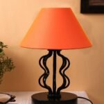 Orange Cotton Shade Iron Table Lamp