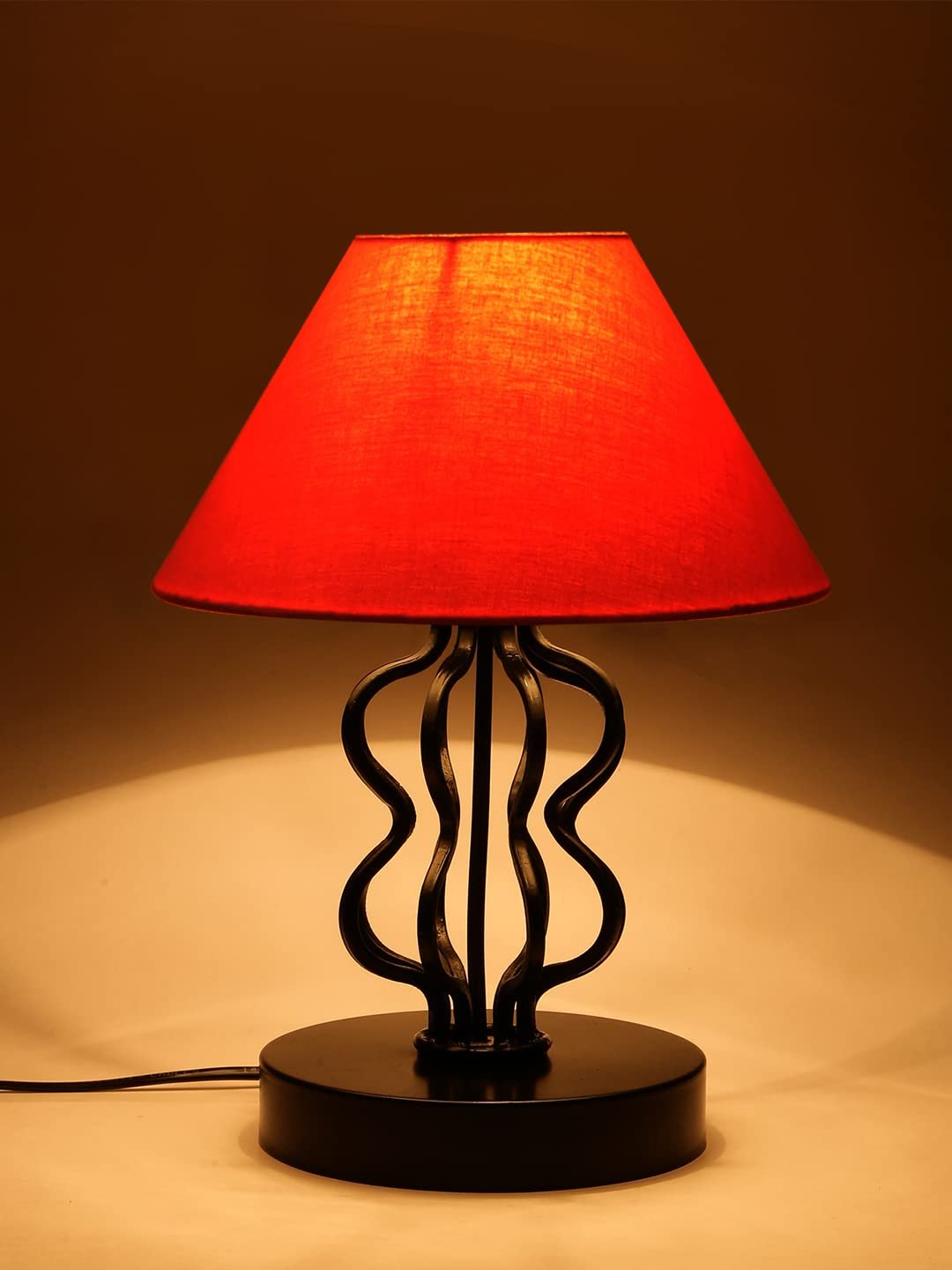 Orange Cotton Shade Iron Table Lamp