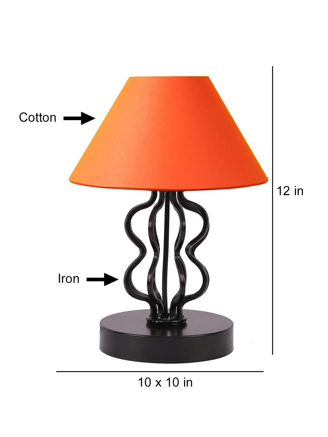Orange Cotton Shade Iron Table Lamp