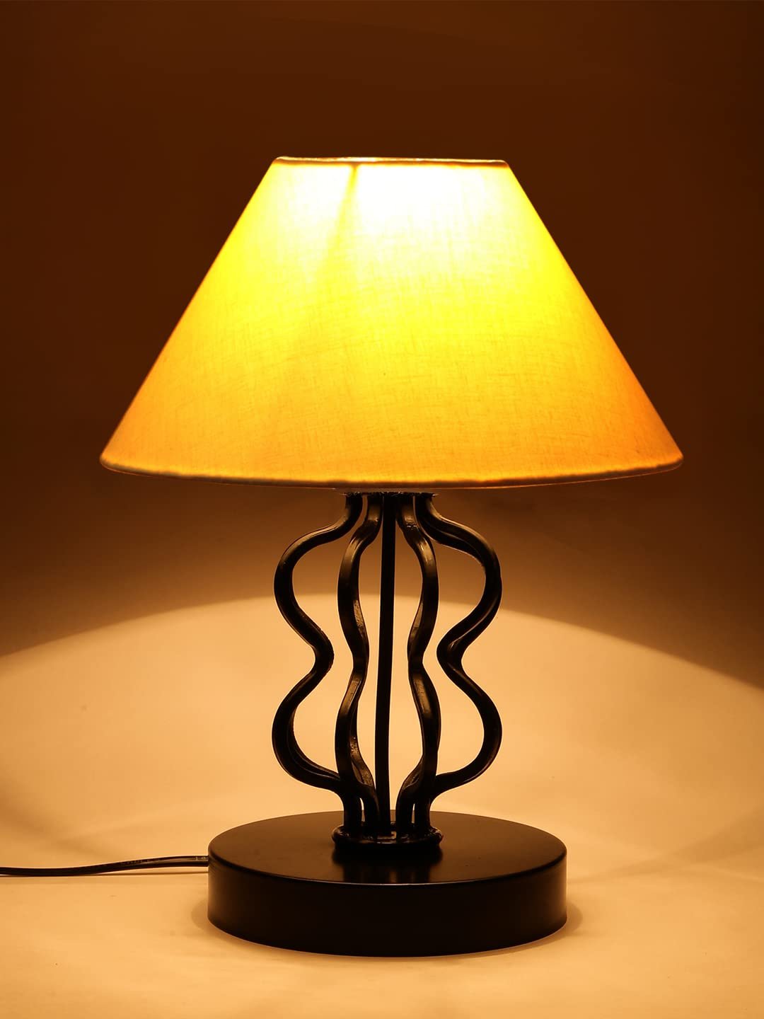 Yellow Cotton Shade Iron Table Lamp
