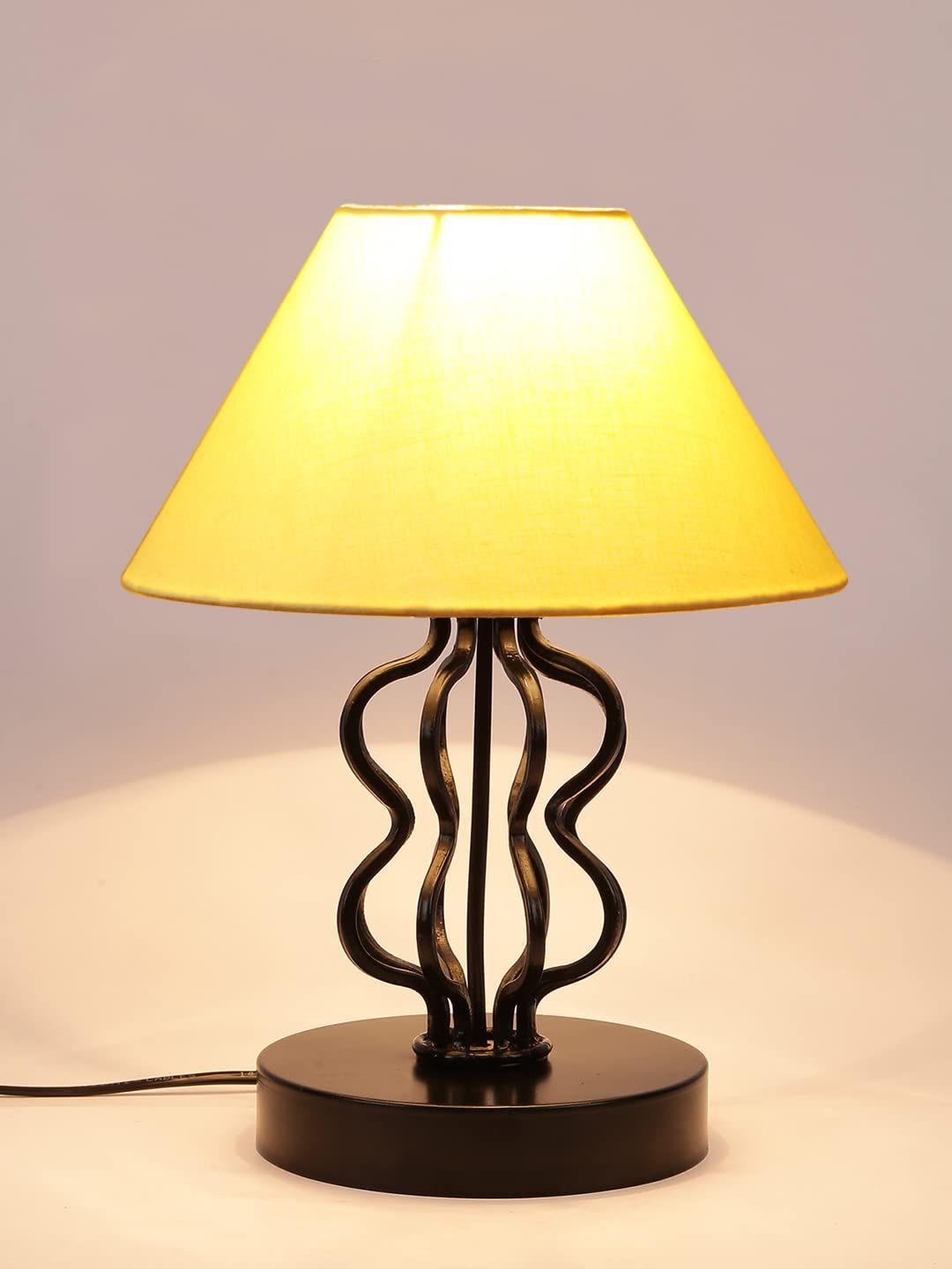 Yellow Cotton Shade Iron Table Lamp