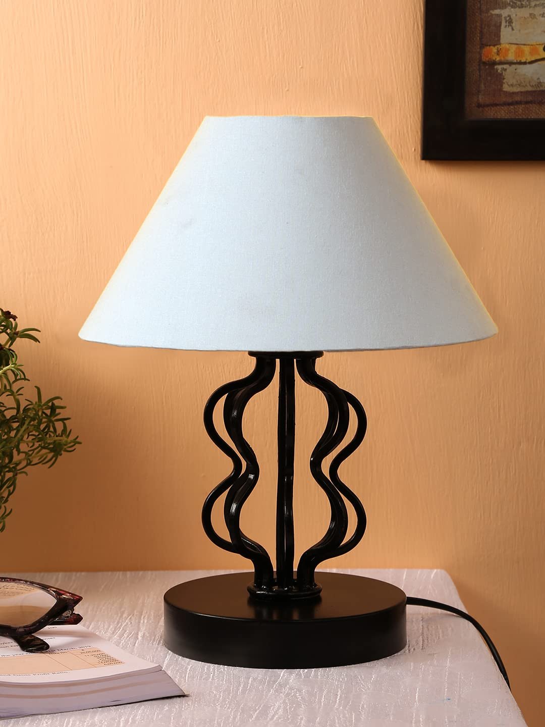 Grey Cotton Shade Iron Table Lamp
