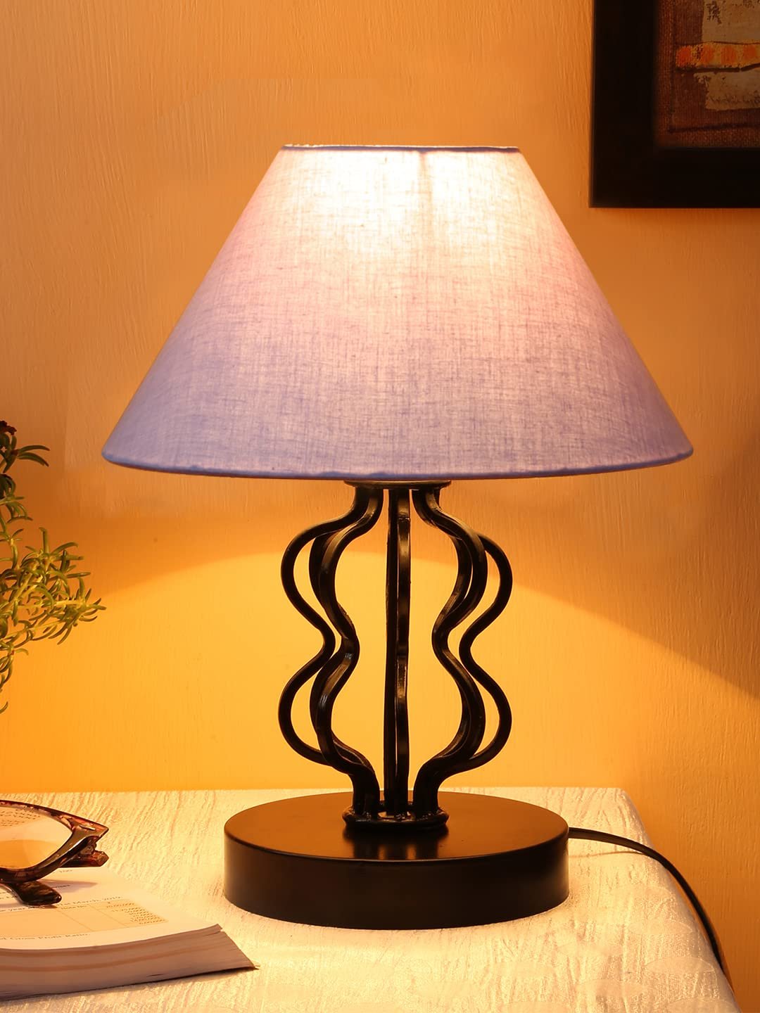 Grey Cotton Shade Iron Table Lamp