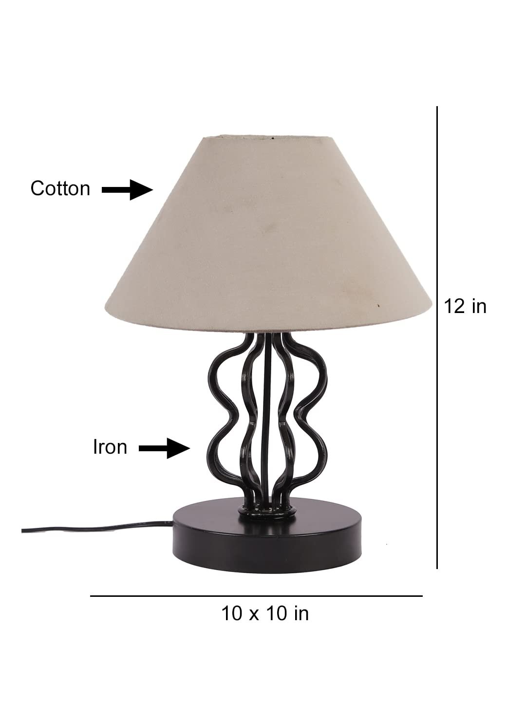 Grey Cotton Shade Iron Table Lamp