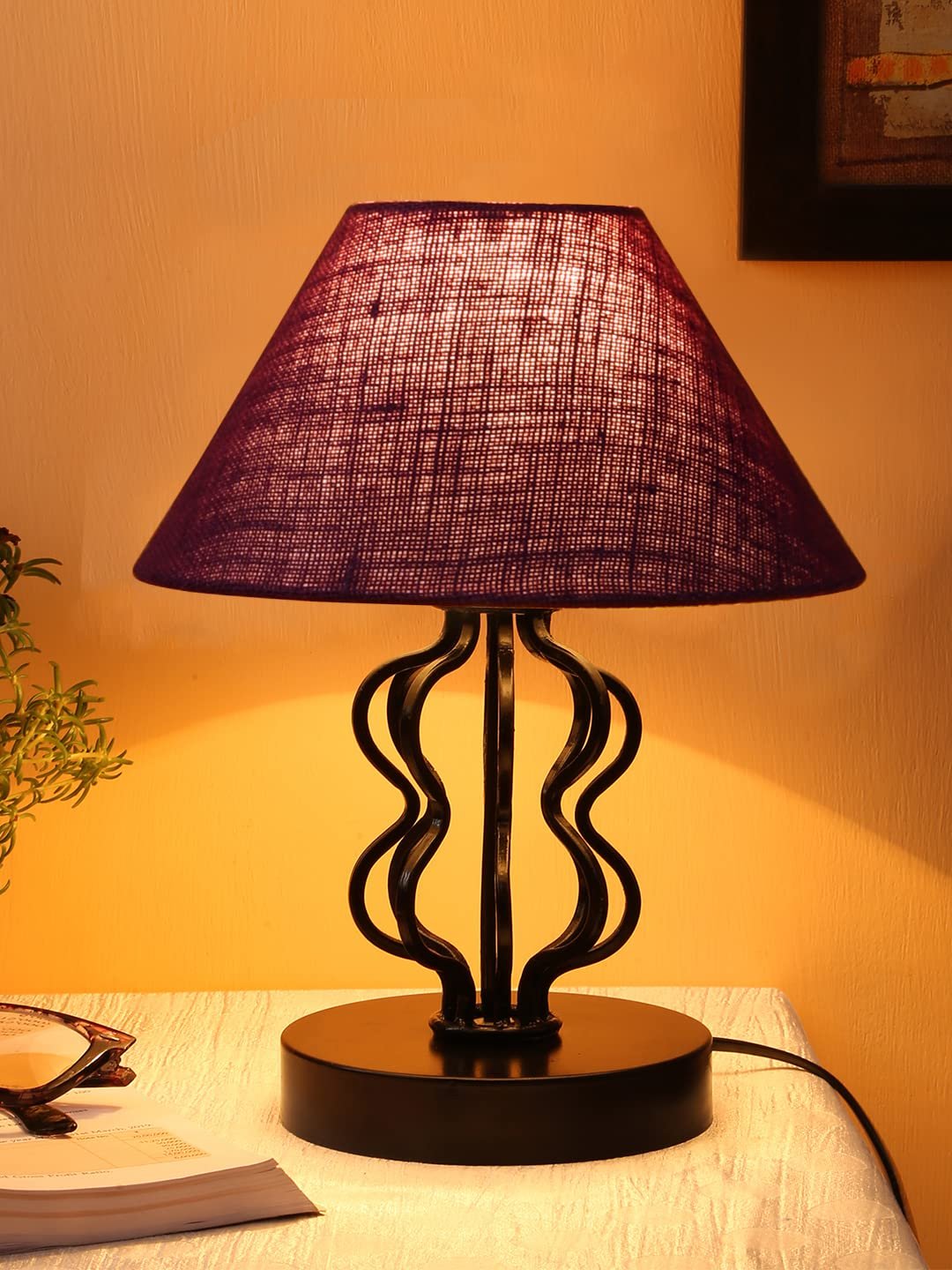 Maroon Jute Shade Iron Table Lamp(APA120)