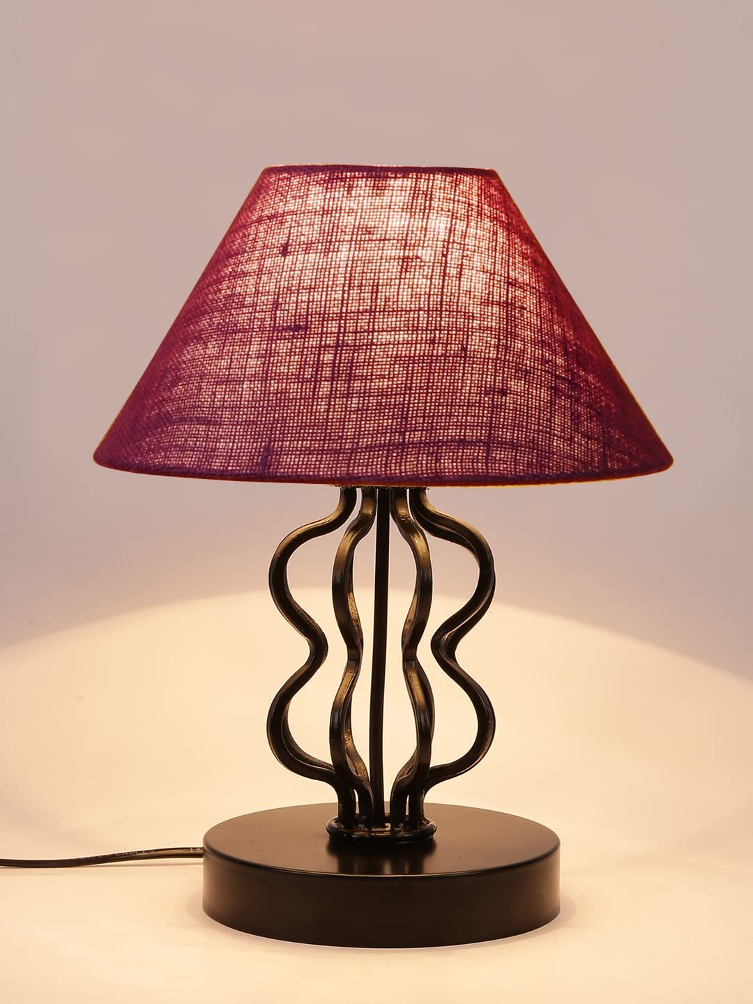 Maroon Jute Shade Iron Table Lamp(APA120)