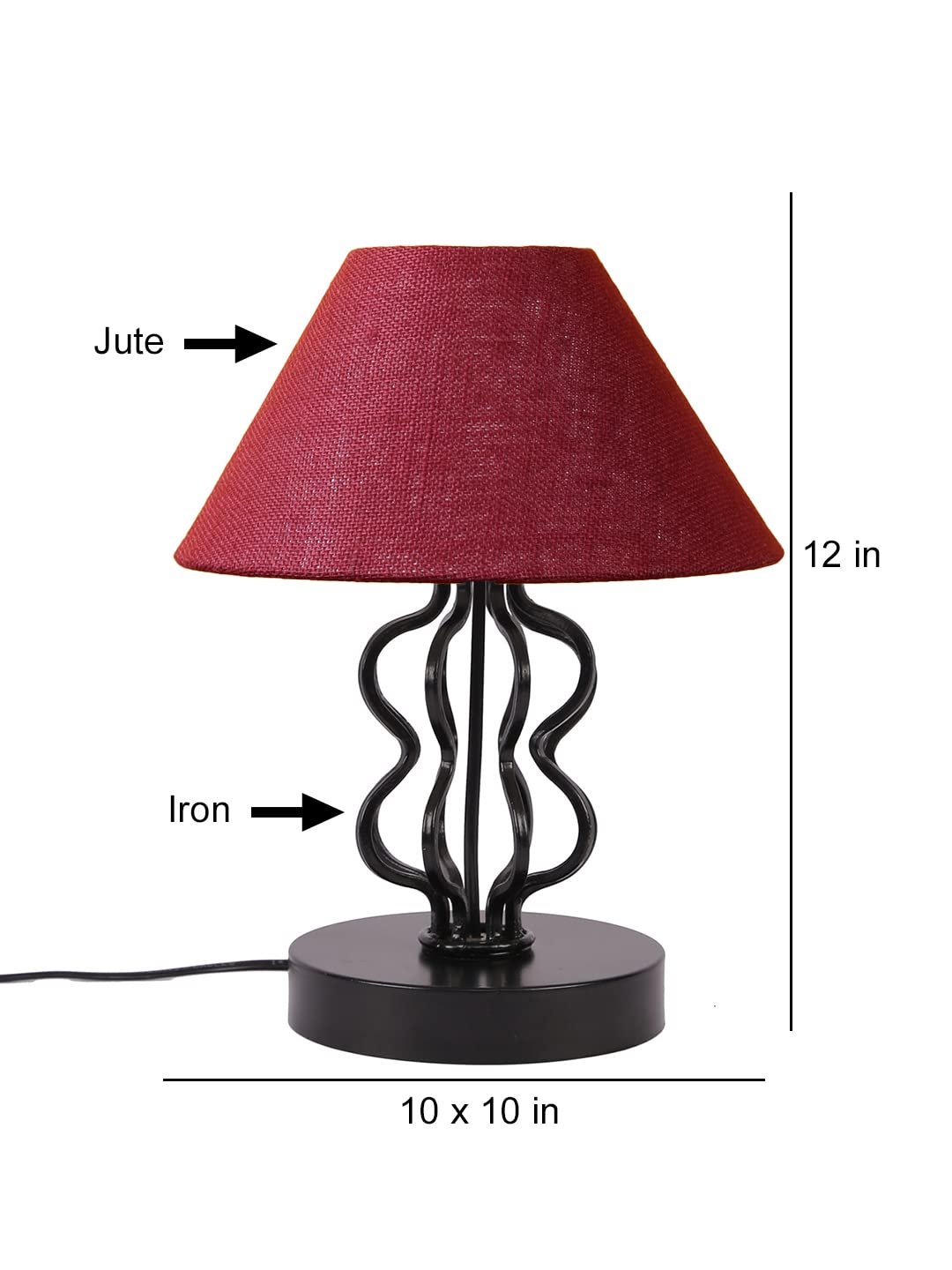 Maroon Jute Shade Iron Table Lamp(APA120)