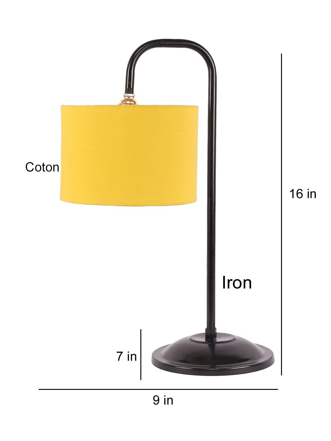 Yellow Cotton Shade Iron Table Lamp (ARM03)