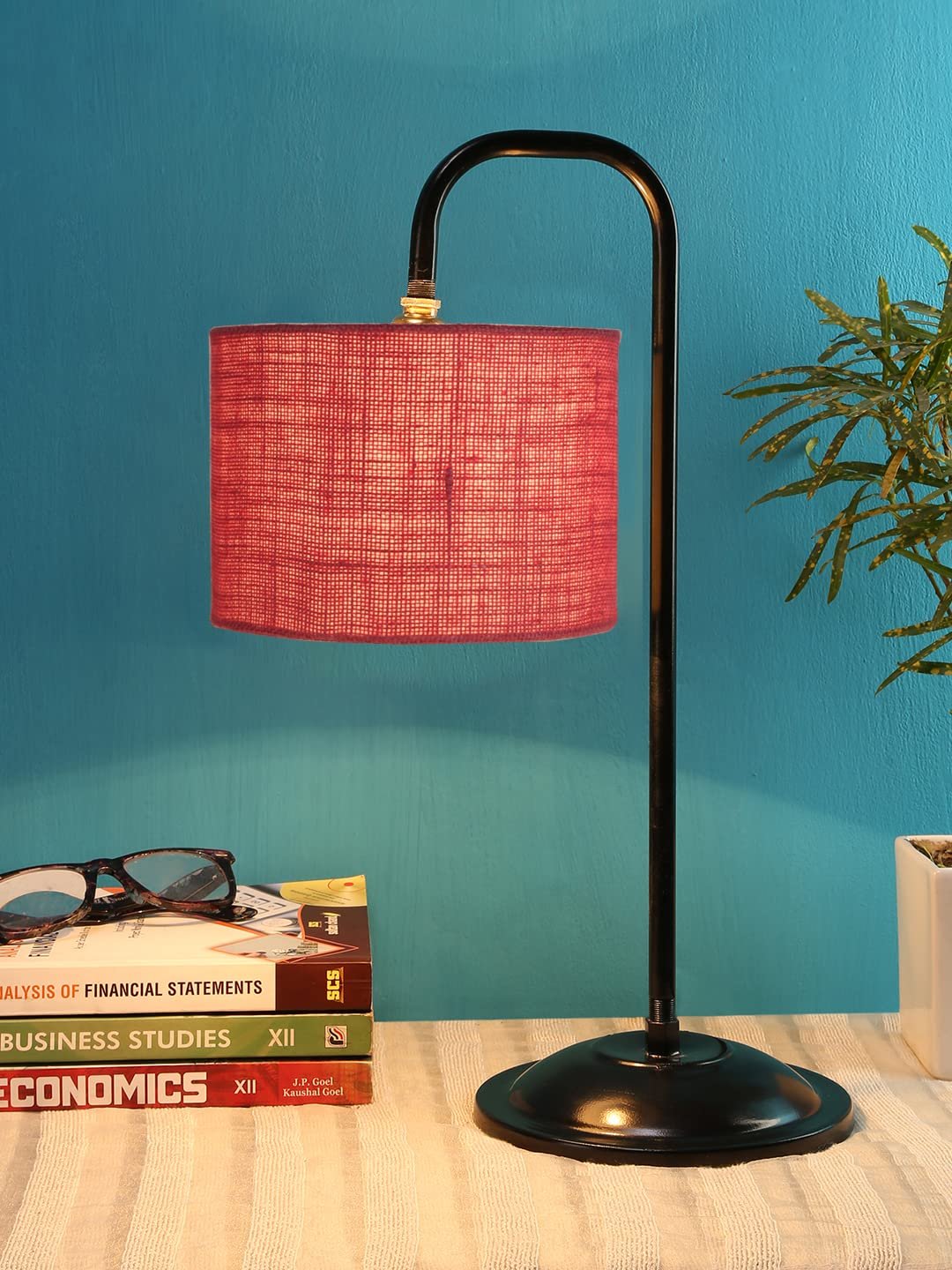 Pink Jute Shade Iron Table Lamp (ARM07)