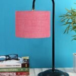 Pink Jute Shade Iron Table Lamp (ARM07)