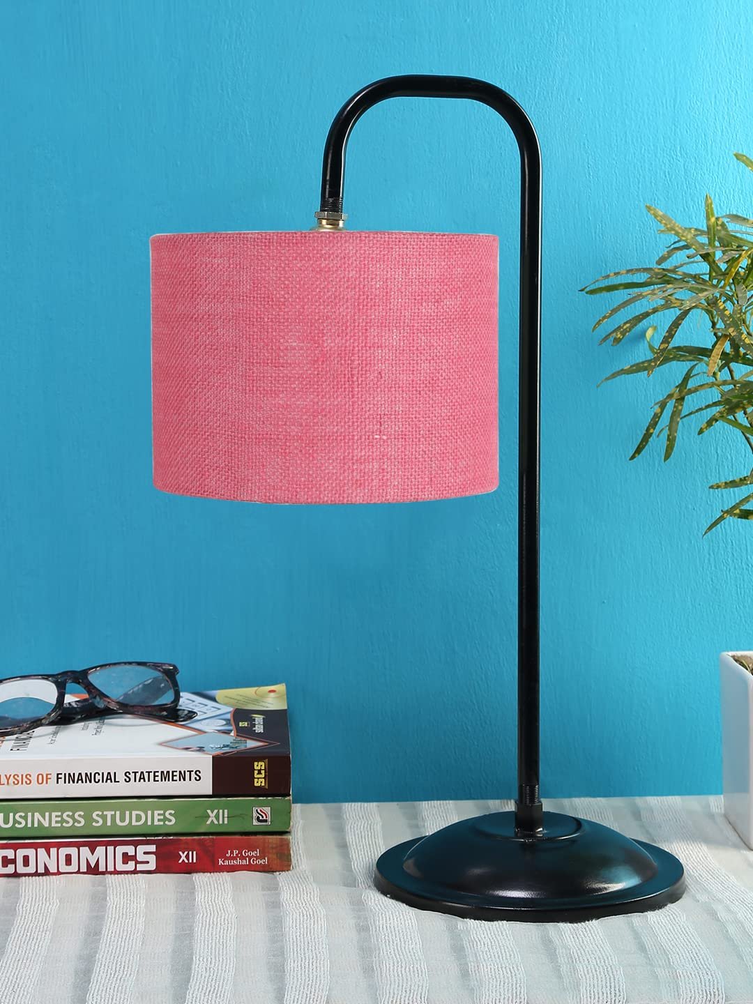 Pink Jute Shade Iron Table Lamp (ARM07)
