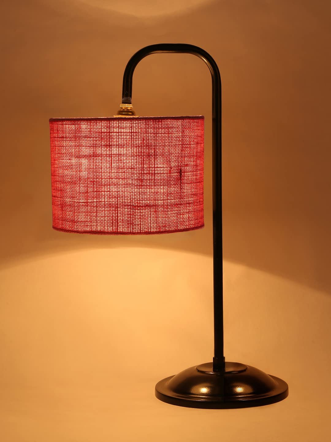 Pink Jute Shade Iron Table Lamp (ARM07)