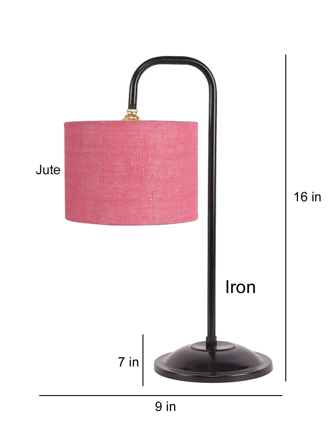 Pink Jute Shade Iron Table Lamp (ARM07)
