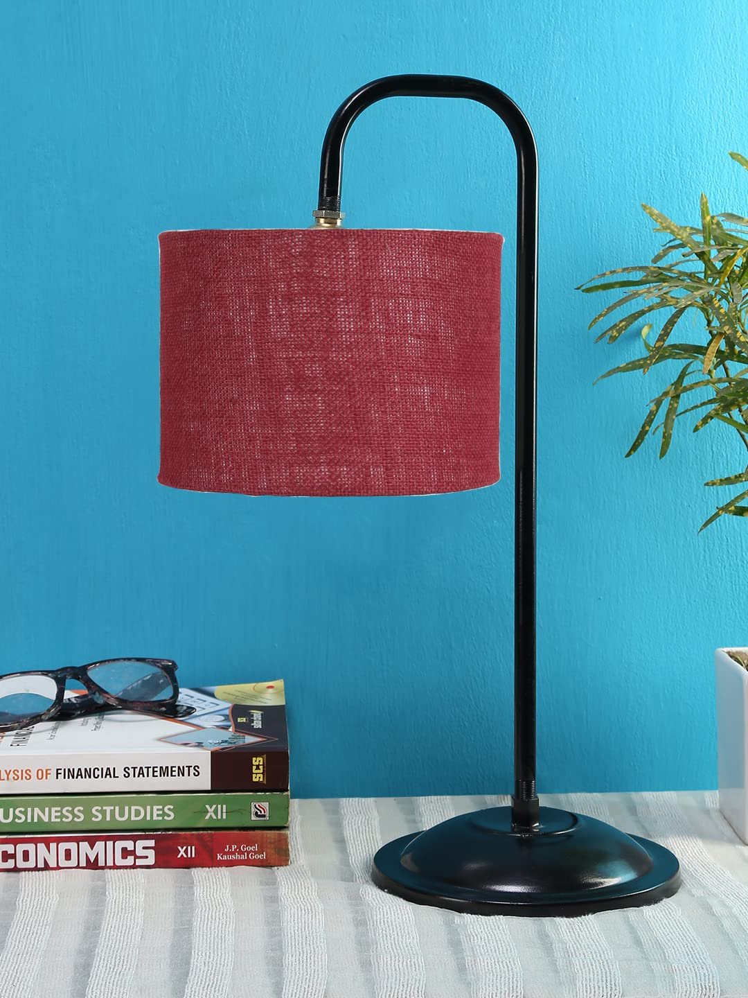Maroon Jute Shade Iron Table Lamp (ARM08)