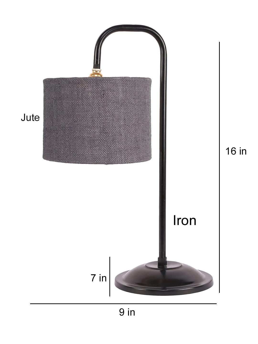 Grey Jute Shade Iron Table Lamp (ARM17)