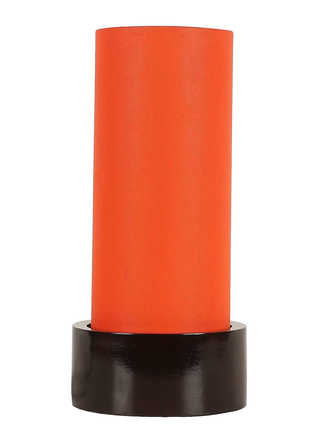Orange Cotton Table lamp with Wood Brown Base (Round)
