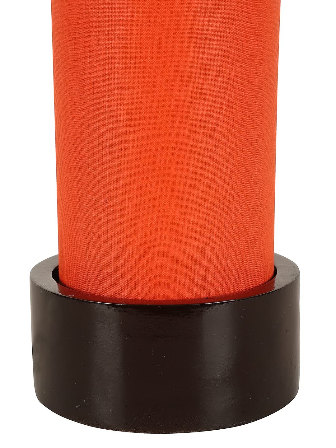 Orange Cotton Table lamp with Wood Brown Base (Round)