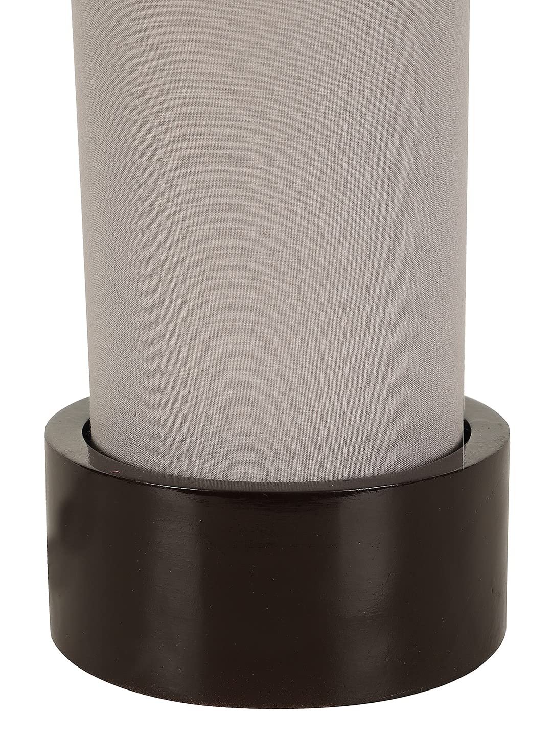 Grey Cotton Table lamp with Wood Brown Base (Round)