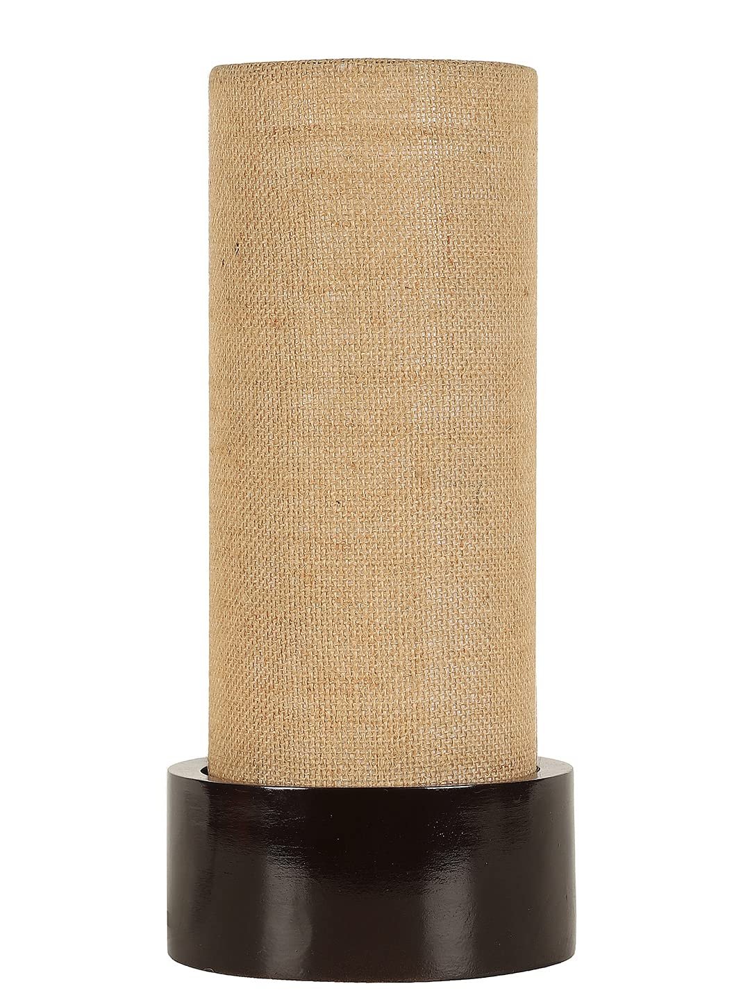 Beige Jute Table lamp with Wood Brown Base (Round)