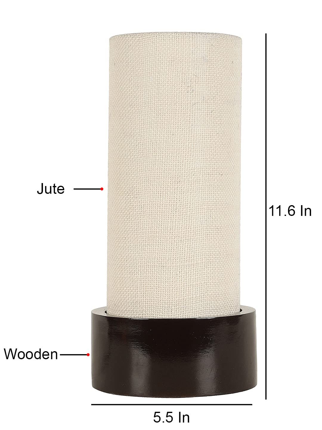White Jute Table lamp with Wood Brown Base (Round)