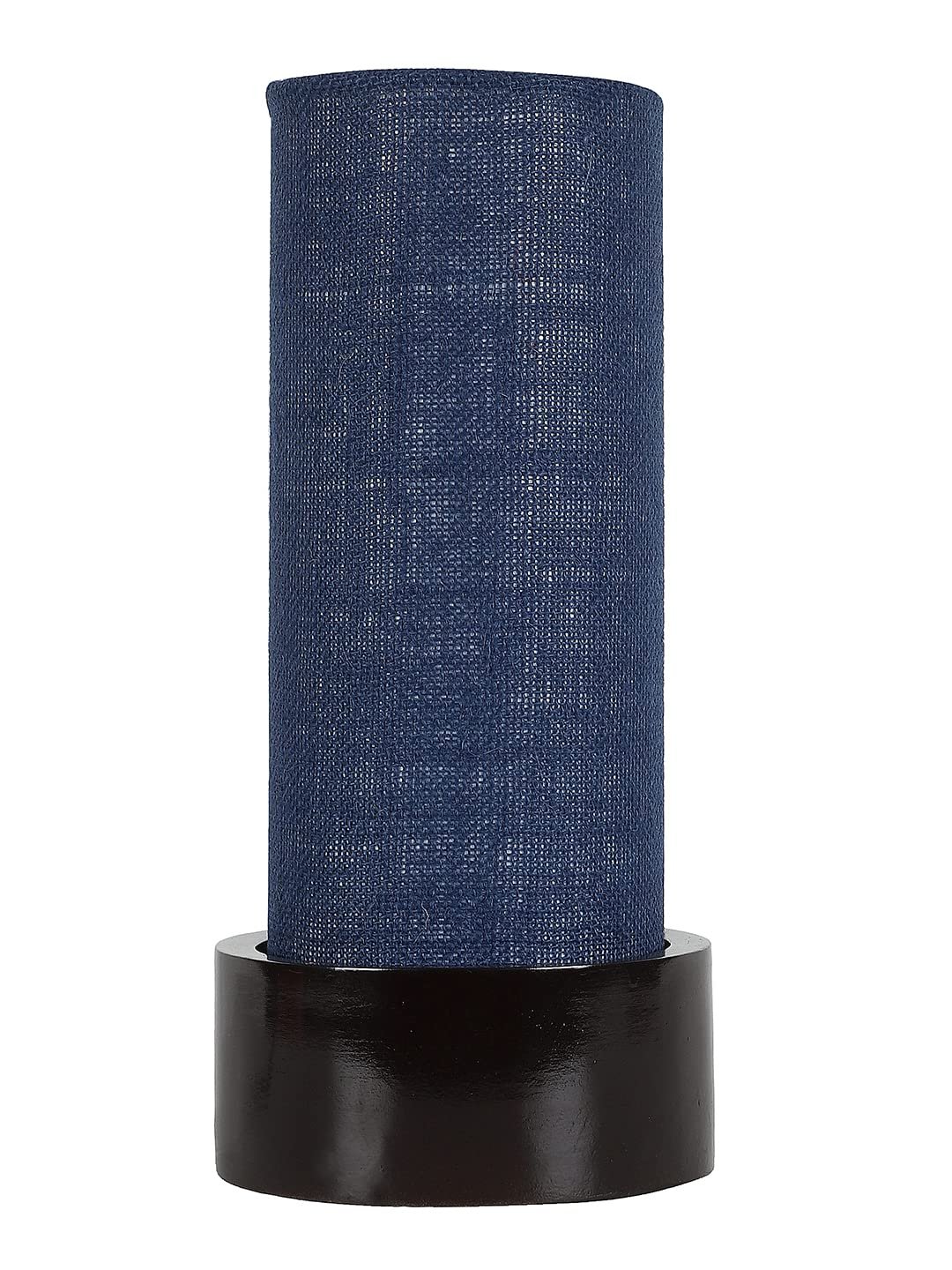 Blue Jute Table lamp with Wood Brown Base (Round)