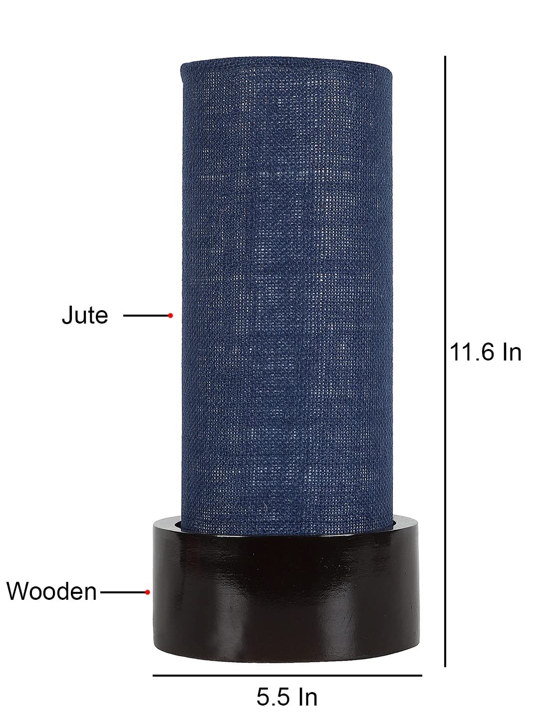 Blue Jute Table lamp with Wood Brown Base (Round)