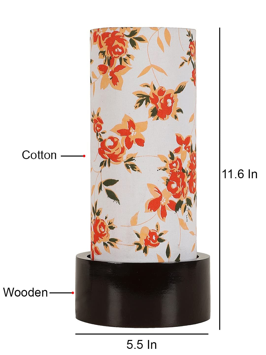 Multicolor Cotton Table lamp with Wood Brown Base (Round)