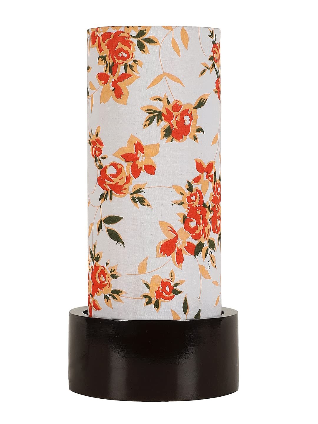 Multicolor Cotton Table lamp with Wood Brown Base (Round)