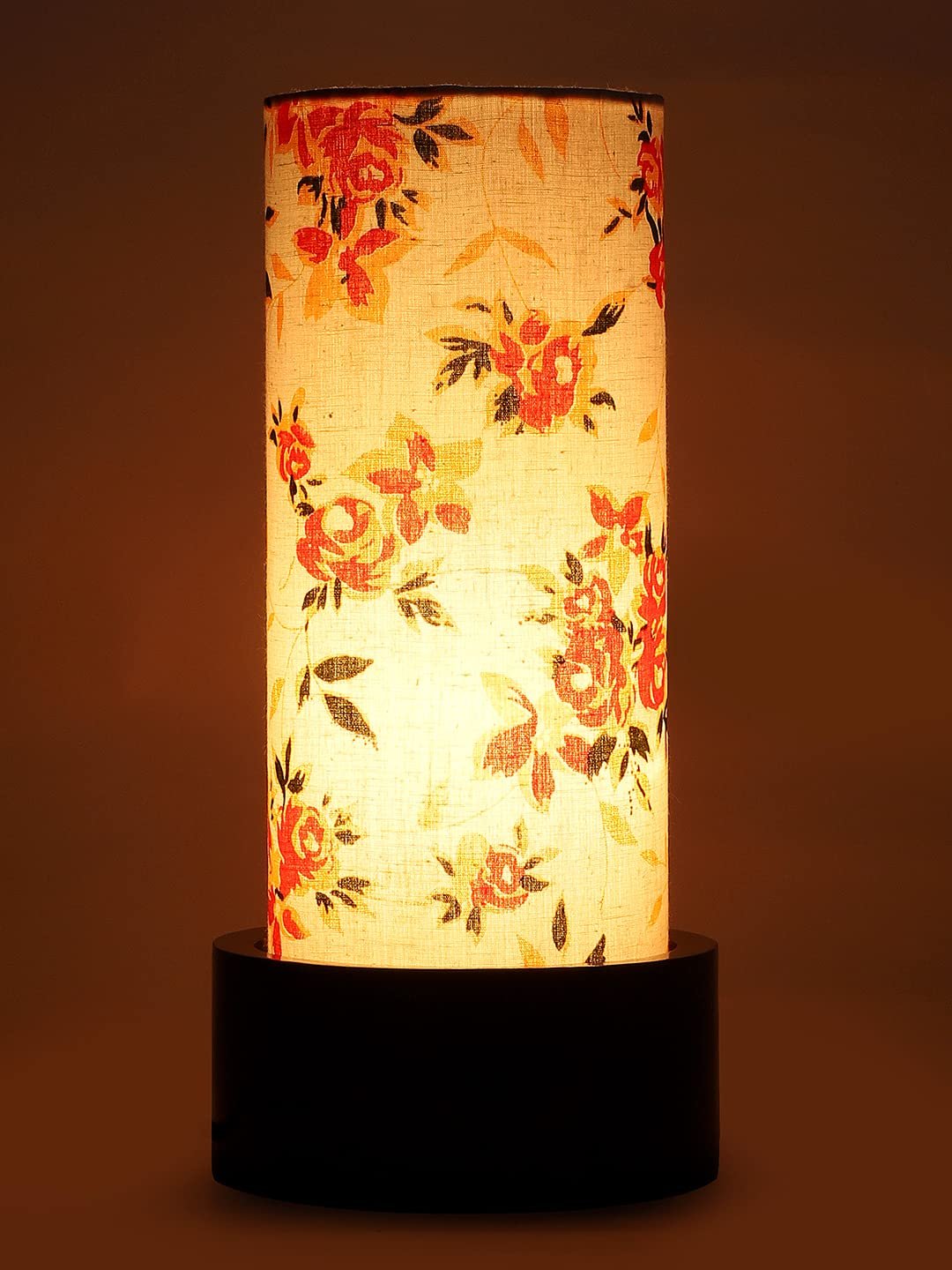 Multicolor Cotton Table lamp with Wood Brown Base (Round)