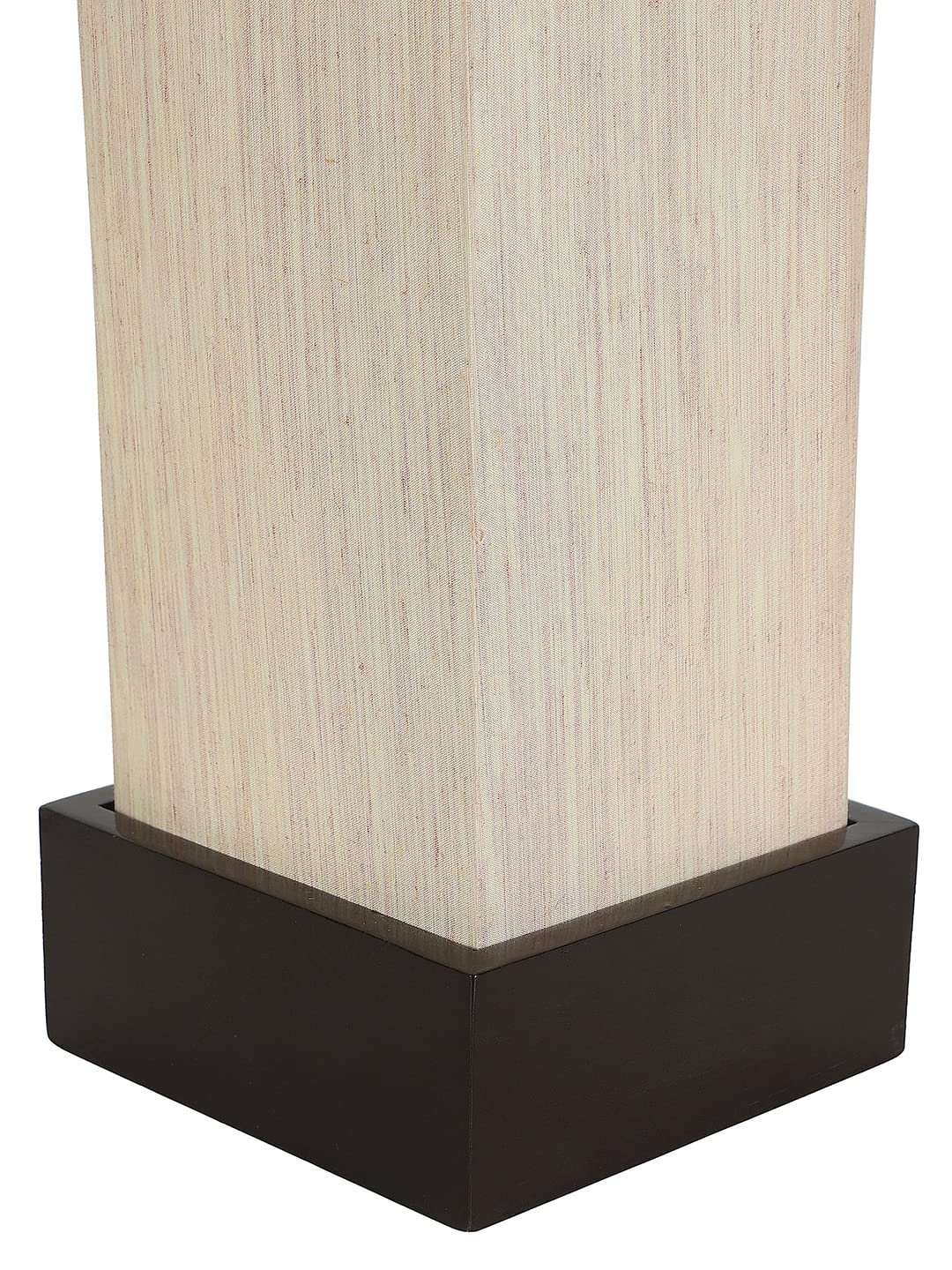 Off White Cotton Table lamp with Wood Brown Base