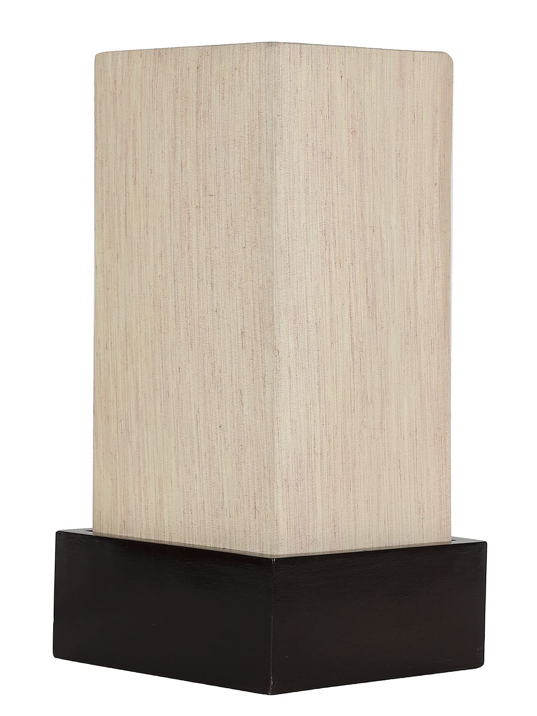 Off White Cotton Table lamp with Wood Brown Base