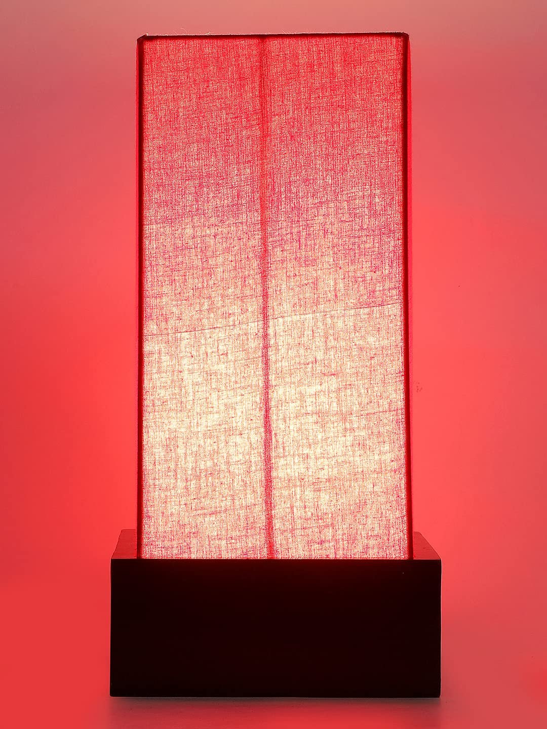 Red Cotton Table lamp with Wood Brown Base