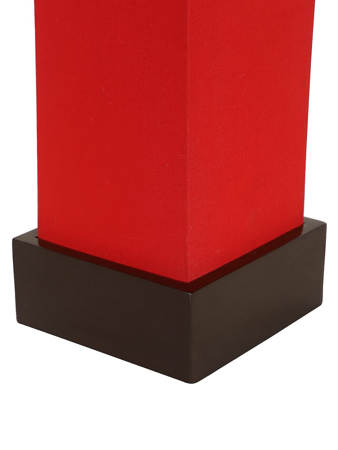 Red Cotton Table lamp with Wood Brown Base